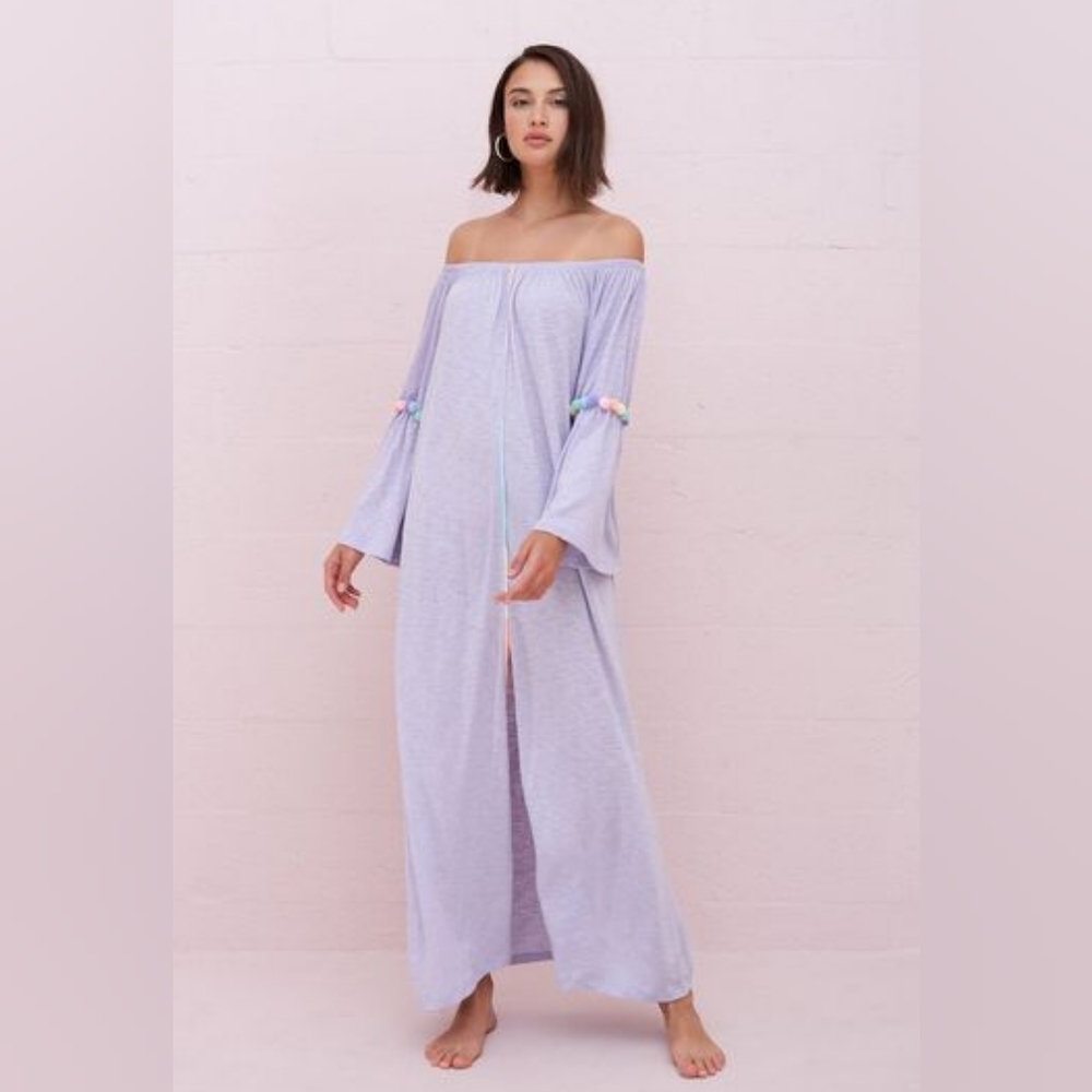 PITUSA * Stephanie Gottlieb Purple Rainbow Slit Pastel Gypsy Dress Size Petite
